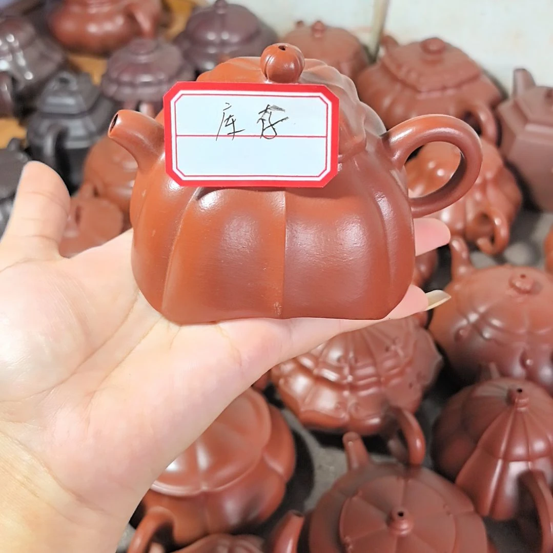 紫砂茶壶朱泥筋纹小玉凌