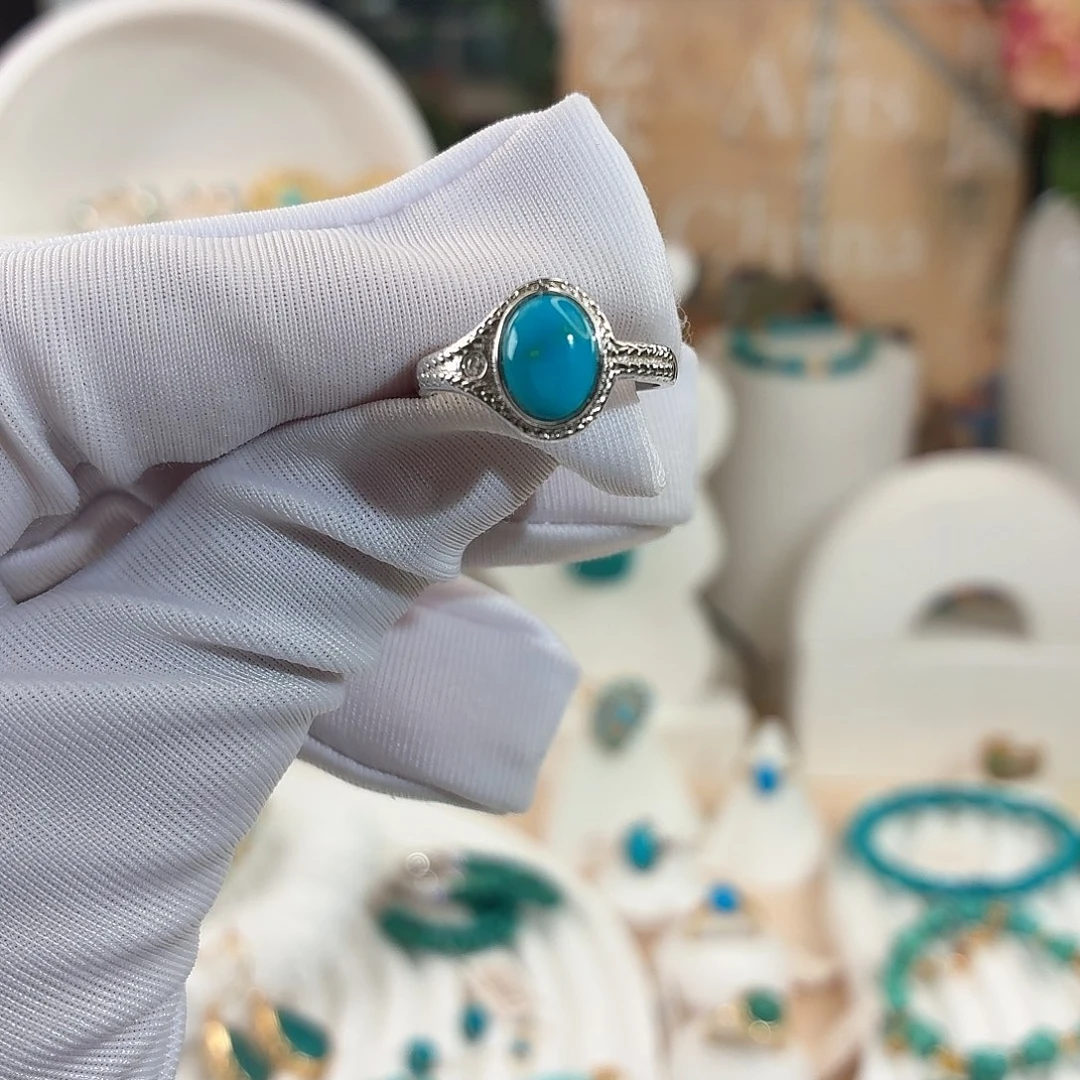 绿松石银S925镶嵌戒指