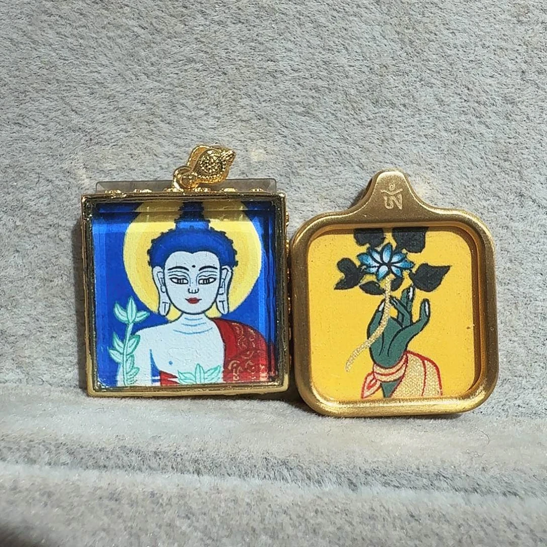 静***然吊坠纯手绘2/2药师~背卡绿度母佛手