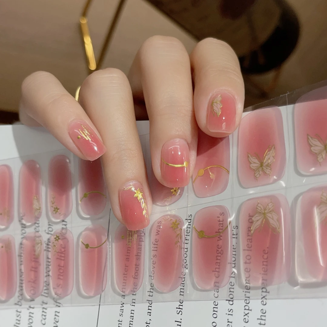 【蝶之花语】R16照灯变硬款22指半固化凝胶美甲贴