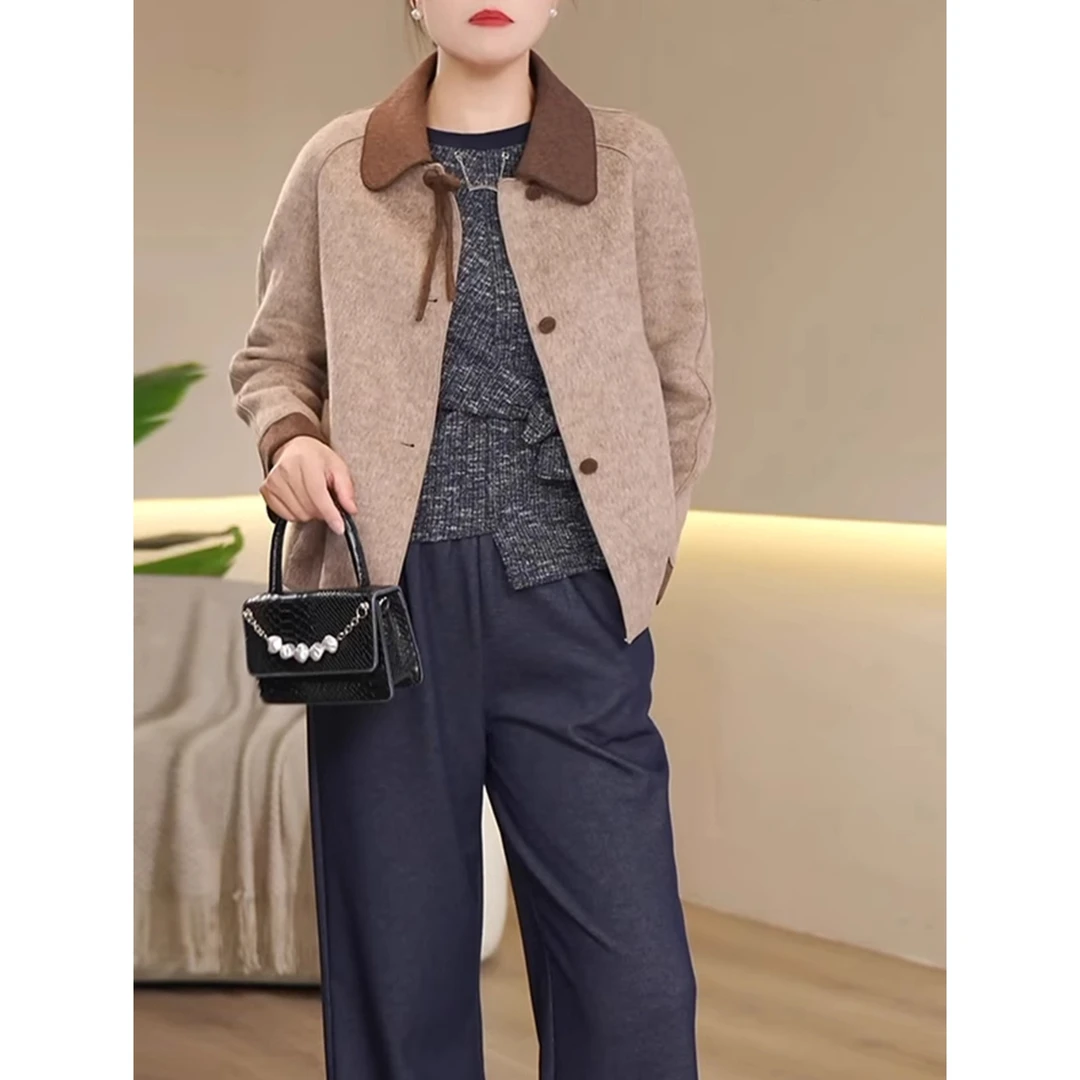 2025秋新款中老年女装小香风短款外套妈妈衣服洋气高级感毛呢外套