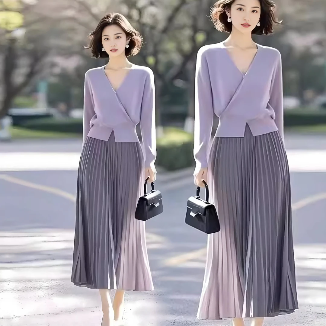 时尚洋气针织两件套女2025秋冬新款轻奢高级感气质上衣半身裙套装