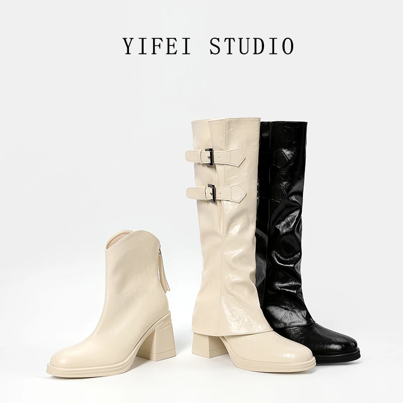 【跟高8CM】可拆卸两穿款长靴短靴2025新款靴子女长筒靴气质御姐范