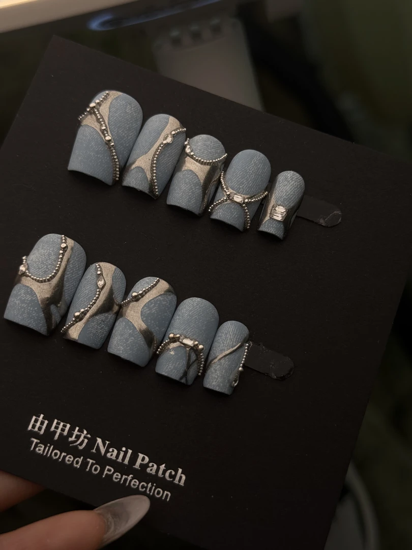 轻奢金属牛仔系甜酷气质显白高级感短款纯手工穿戴甲