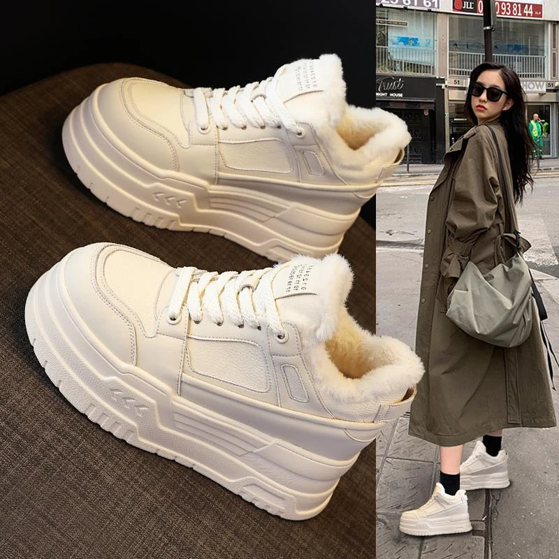 【CUFK & 官方正品】内增高小白鞋女2025冬季新款正品高帮雪地靴