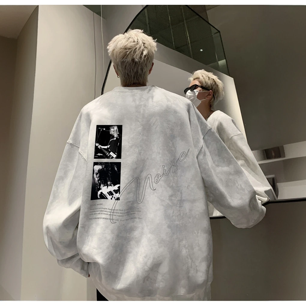 扎染脏脏圆领卫衣男春季新款美式复古hiphop潮牌痞帅学生长袖衣服