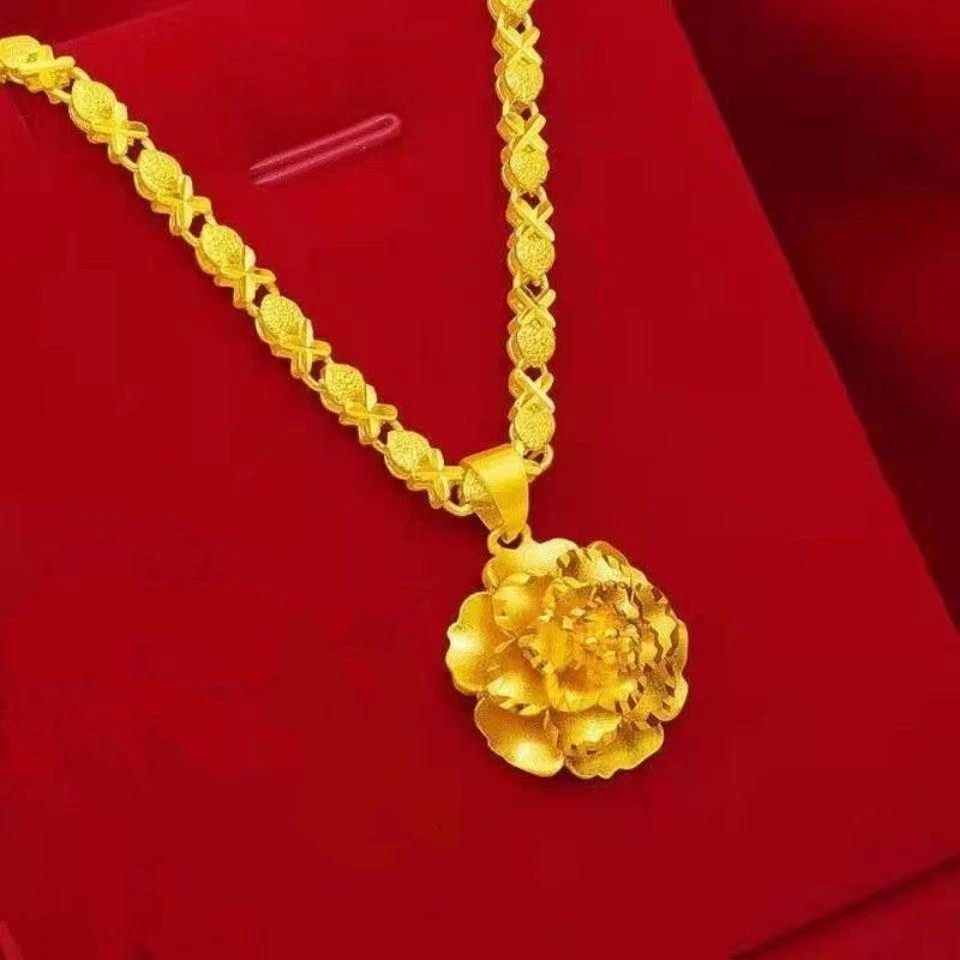 合金项链 抖音精选【南非锡金】牡丹花项链气质时尚百搭女士经典