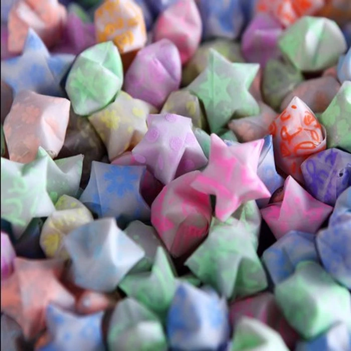 手工成品星星幸运星折纸成品夜光发光星星成品折叠许愿五角星折纸