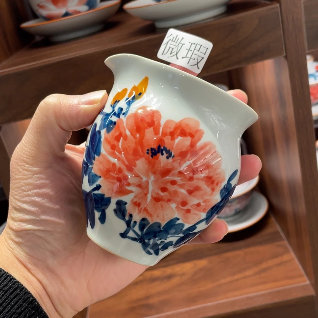 釉下手绘茶具微瑕