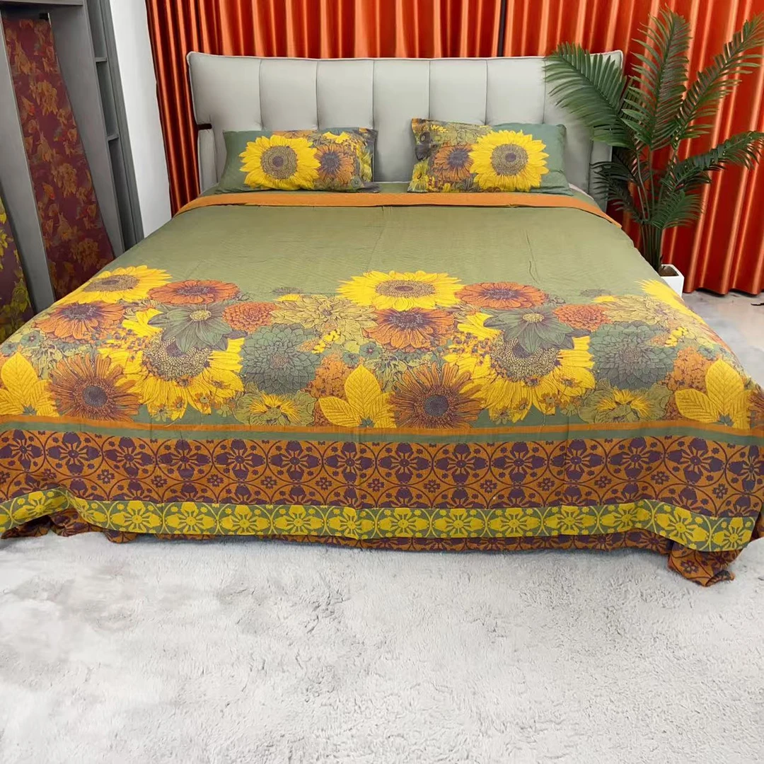 【冬日暖阳四件套】双层纱被罩2.0*2.3床单2.45*2.45M枕套48*74