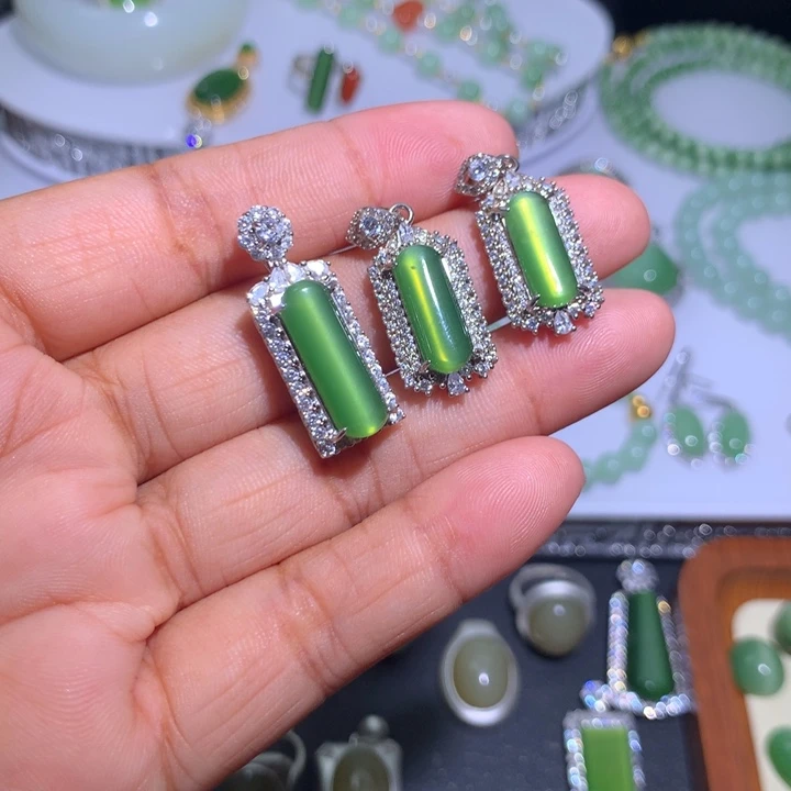 和田玉（碧玉）银S925镶嵌颈饰