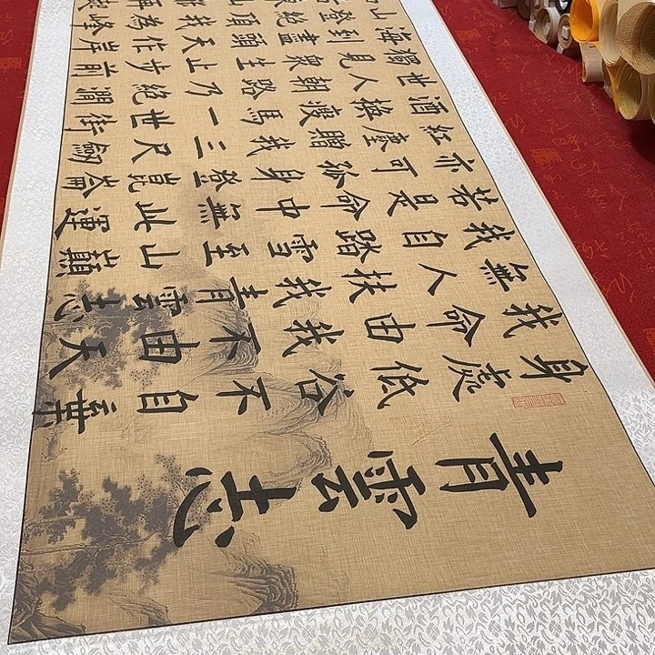 书法青云志卷轴楷书墨缘仿古小瑕疵福利