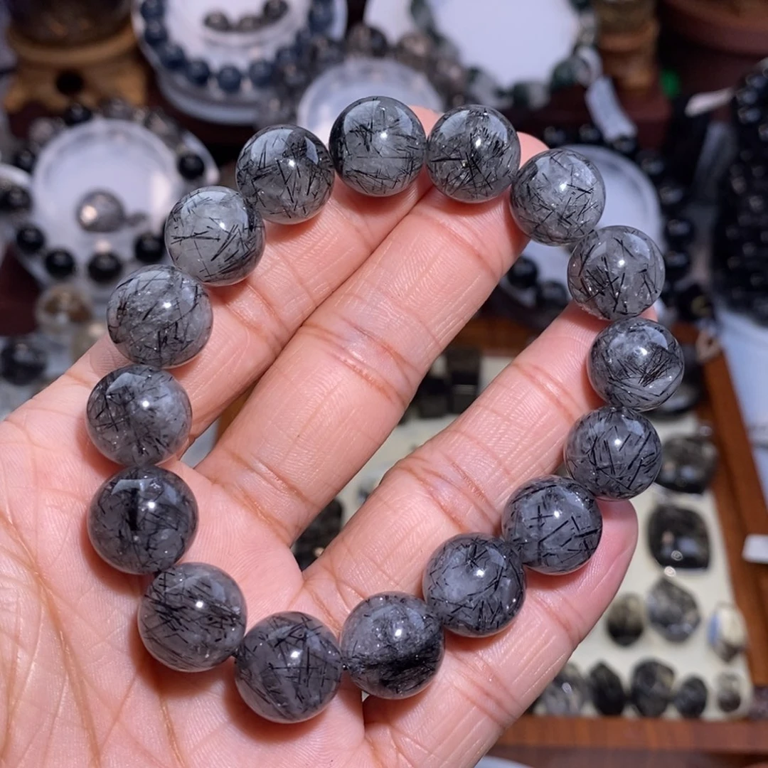 未镶嵌水晶手链黑发晶13mm入门款满发