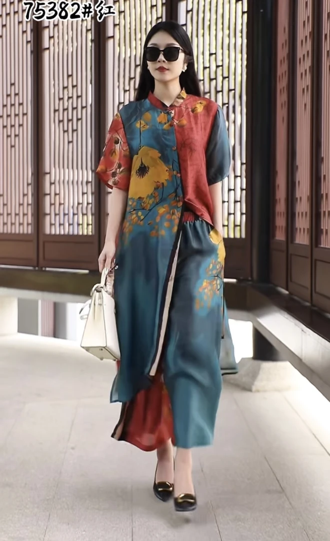高档复古印花两件套75382#