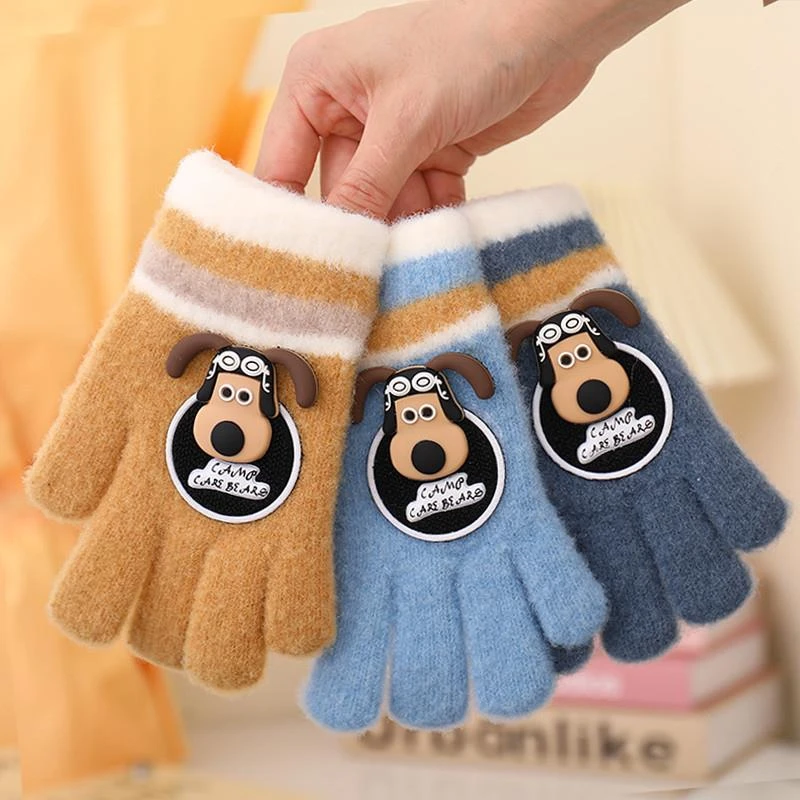 汪汪队儿童手套冬男女童小孩保暖五指4-8-岁10宝宝小学生写字手套