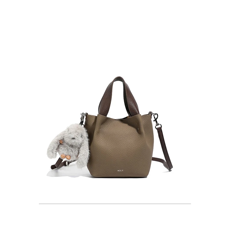 【一媛轻奢】包包女2025新款荔枝纹水桶包百搭单肩斜挎包手提菜篮子