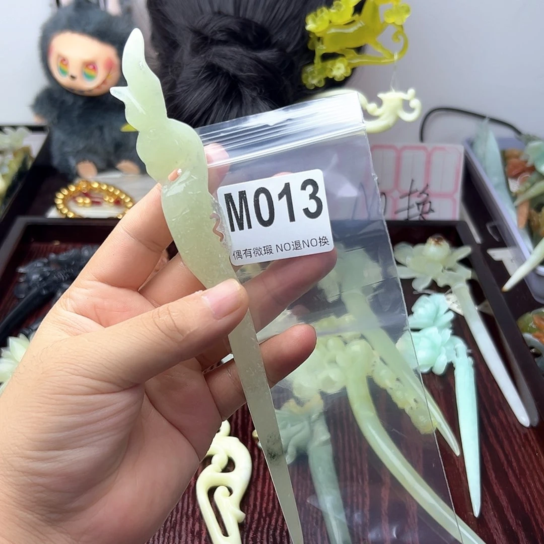 蛇纹石玉合金发饰玲***3