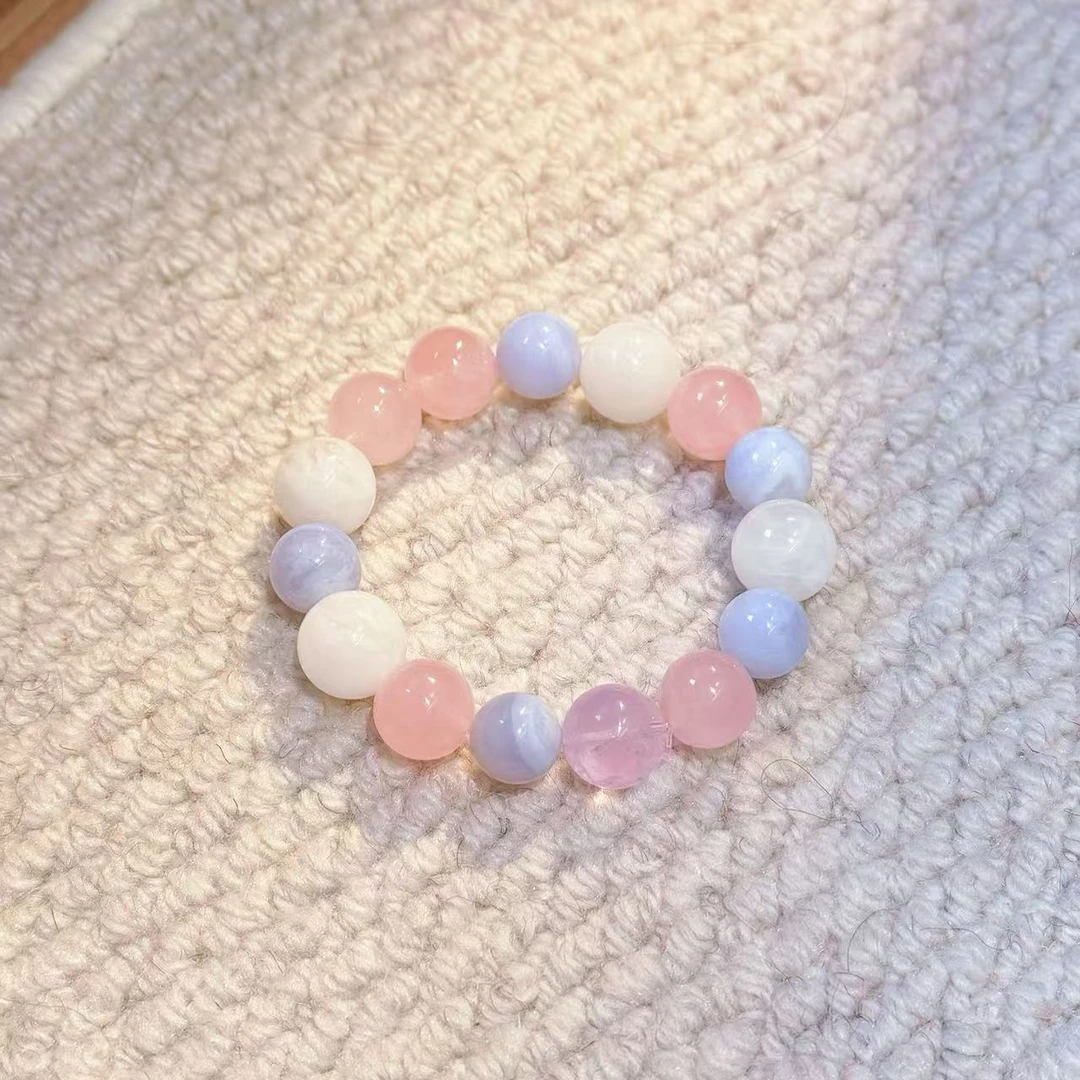 1829【蜜桃】天然 白幽灵 粉水晶 设计款 多样性发