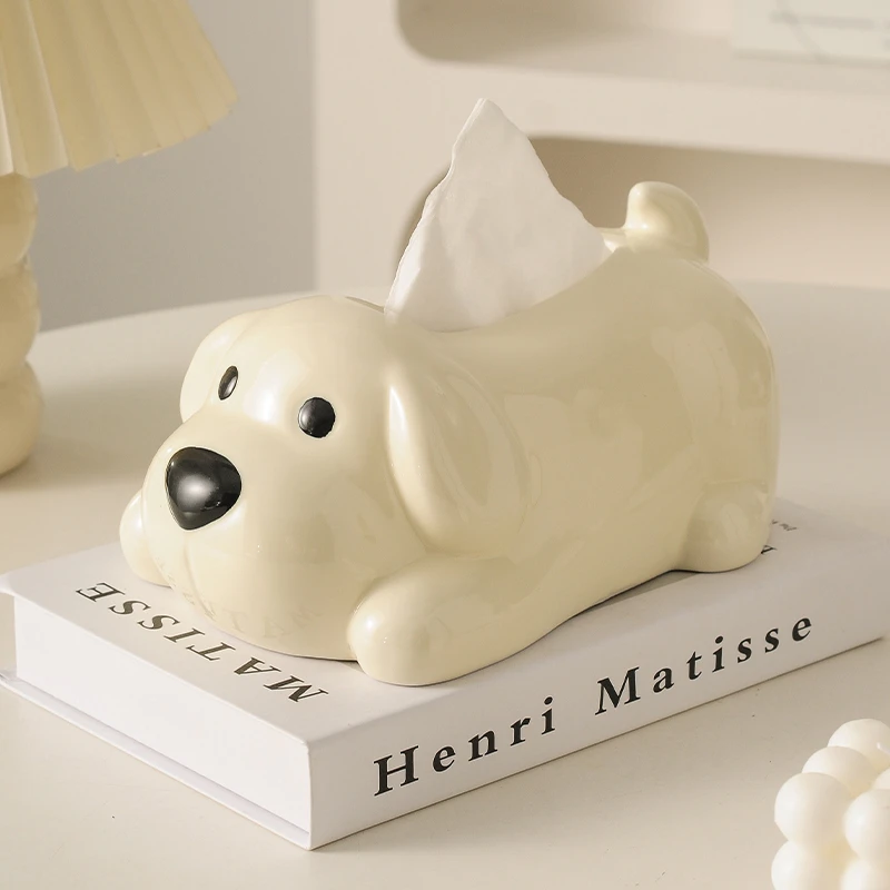 奶油风纸巾盒陶瓷纸抽盒收纳轻奢客厅桌面卧室摆件创意可爱抽纸盒