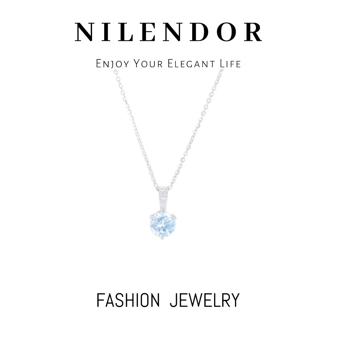 链子925银合成锆石 XL-210简约设计小巧单颗闪钻吊坠锁骨链