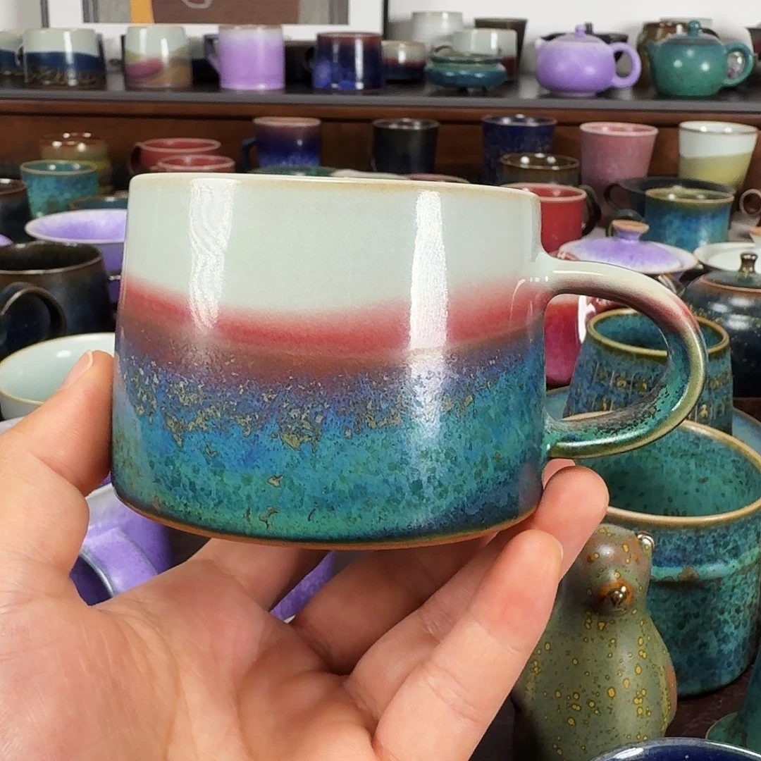 铜绿釉马克杯咖啡杯