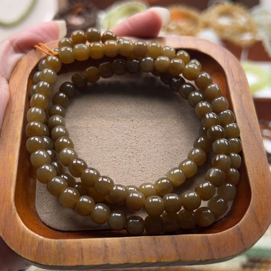 毛衣链未镶嵌和田玉珠串6*7mm