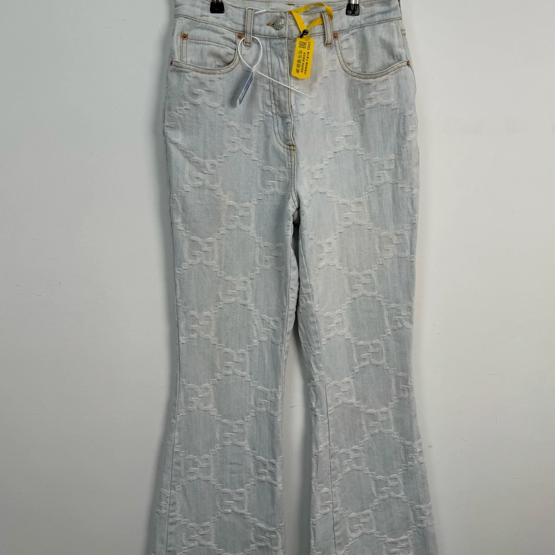99新 GUCCI/古驰 26码 gucci满印牛仔裤 ff0089