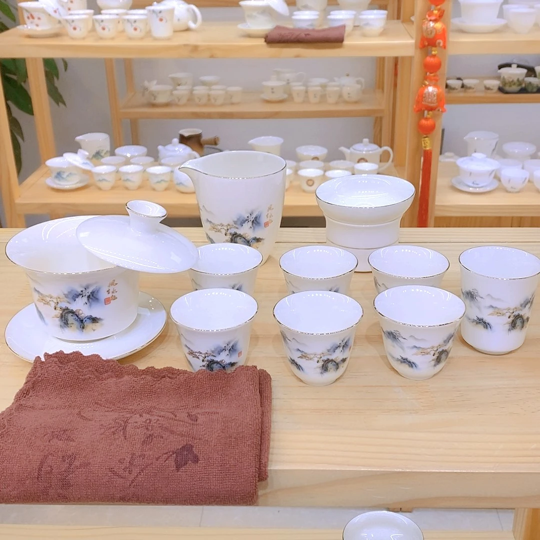 羊脂玉瓷茶具套装