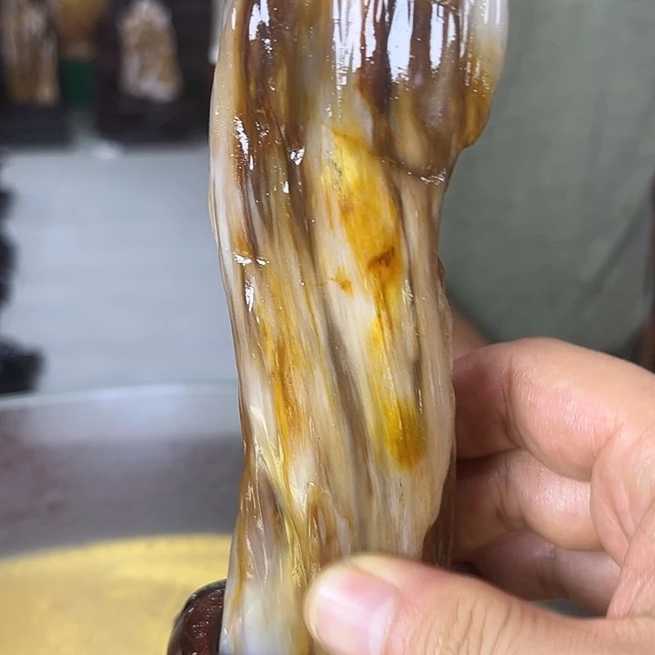 缅甸天然树化玉摆件