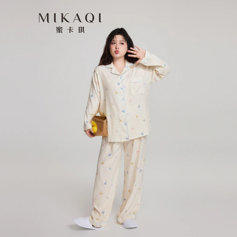 2025秋季云朵棉大码睡衣女春秋长袖宽松卡通可外穿家居服套装女