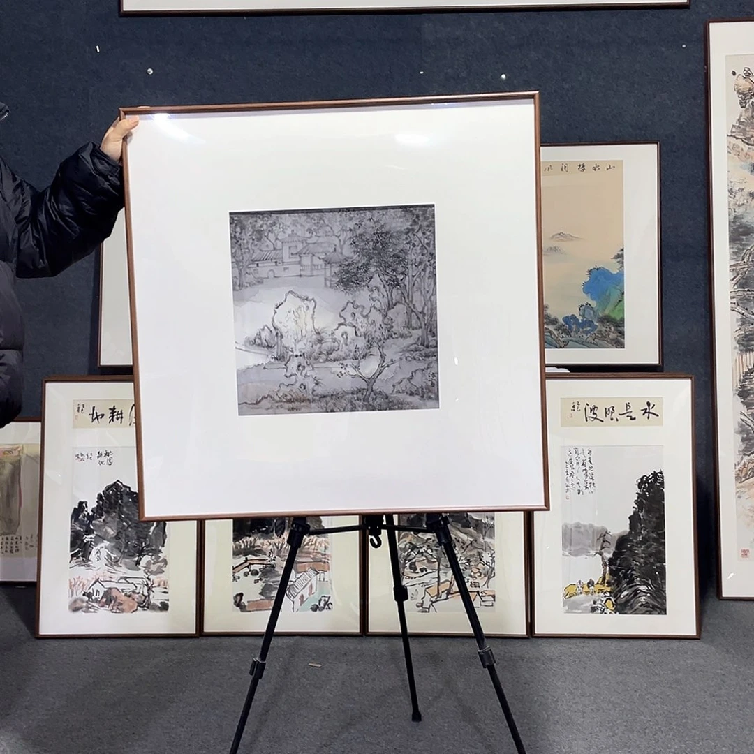 国画手绘画作品带框