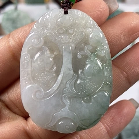 翡翠颈饰未镶嵌龙行天下年年有余福利