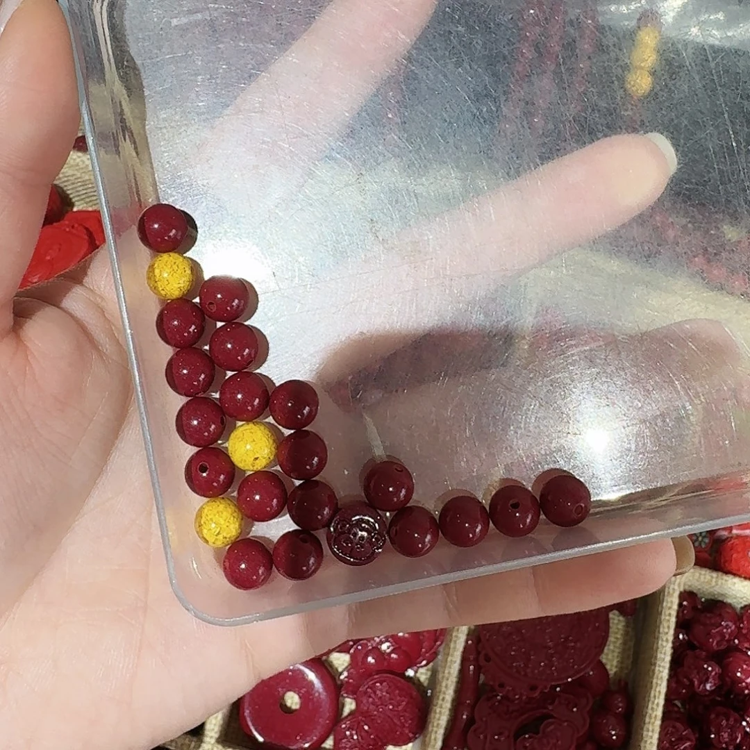 天然辰砂高含量紫金砂卡八雄黄手串