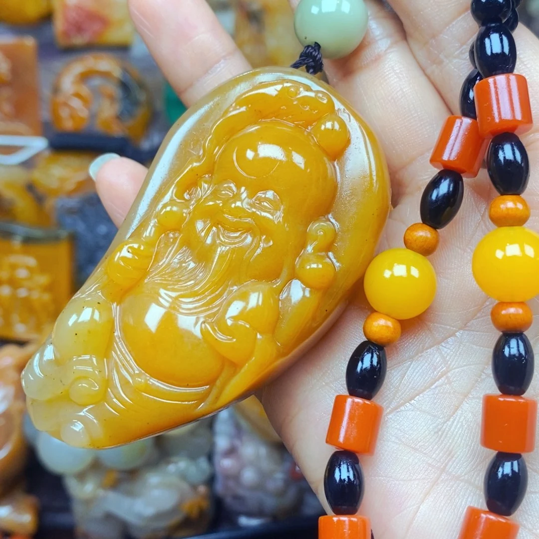 未镶嵌石英质玉（黄龙玉）吊坠(不含链)