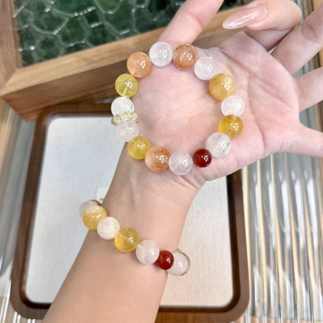 【金霞映雪】天然白幽灵x娇花x玛瑙x黄水晶