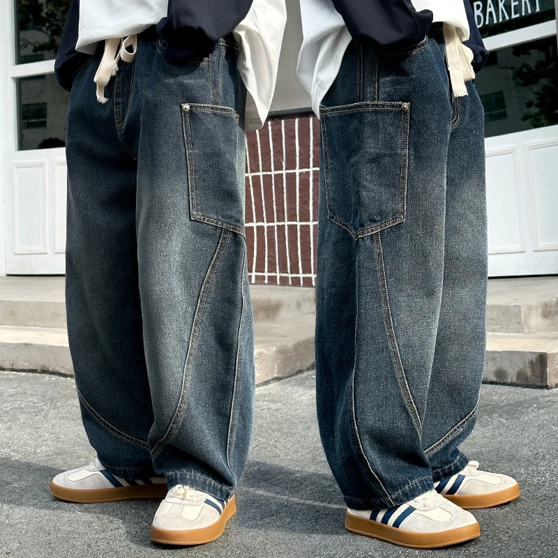 男童春秋款直筒工装软牛仔裤2025新款中大童宽松休闲长裤韩系裤子