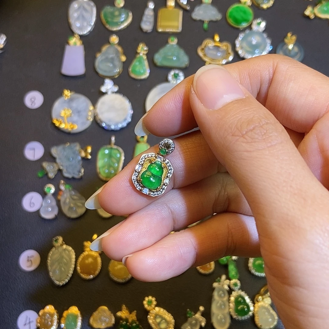 翡翠银S925镶嵌吊坠(不含链)