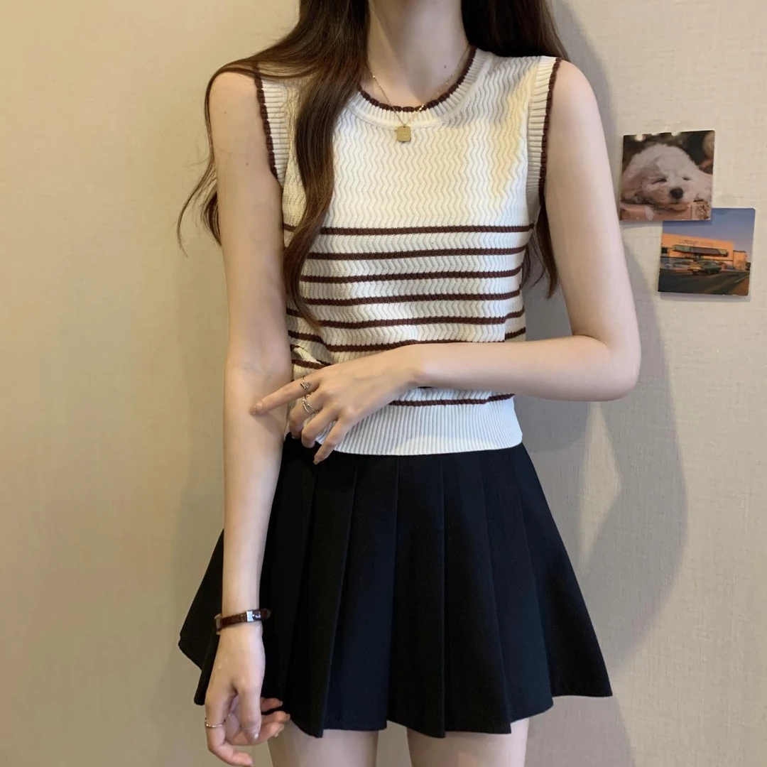 小众设计外穿条纹吊带背心女夏季2025年新款修身显瘦内搭无袖