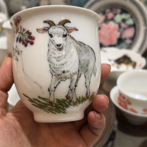 保***5醴陵高温瓷老厂货手绘主人杯