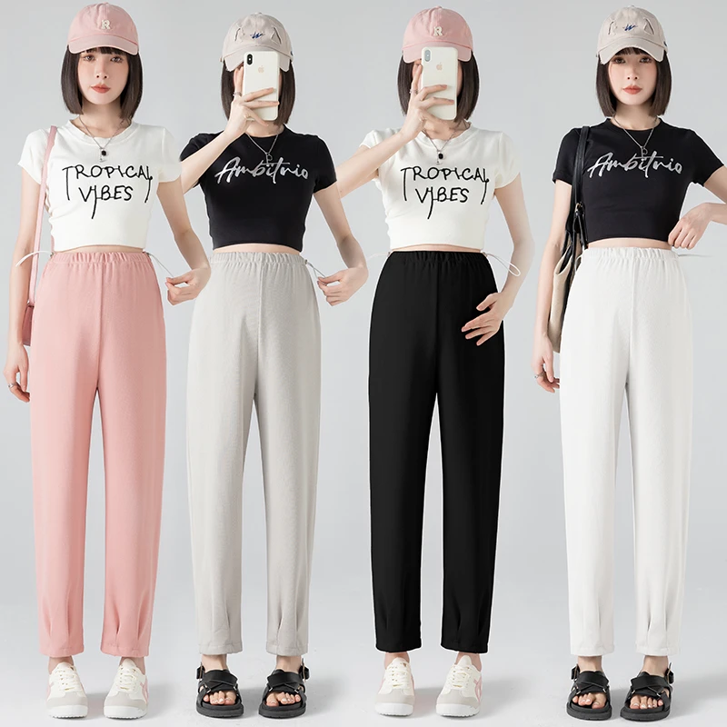 孕妇萝卜裤春夏外穿2025新款抽绳九分奶奶裤宽松垂顺阔腿裤休闲裤