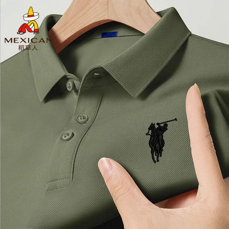 Mexican/稻草人男士纯棉polo衫夏季商务休闲半袖高档刺绣短袖t恤