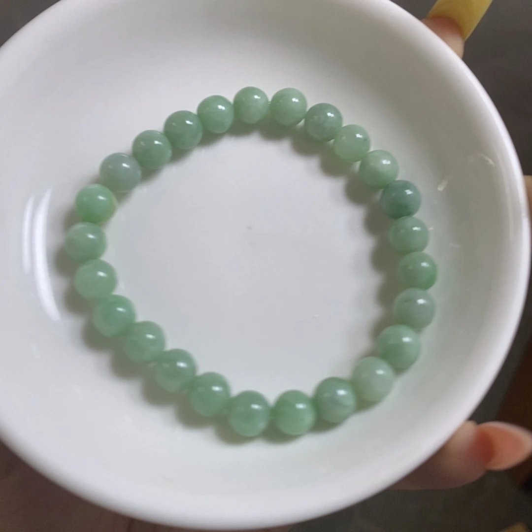 翡翠未镶嵌手链果绿卡7