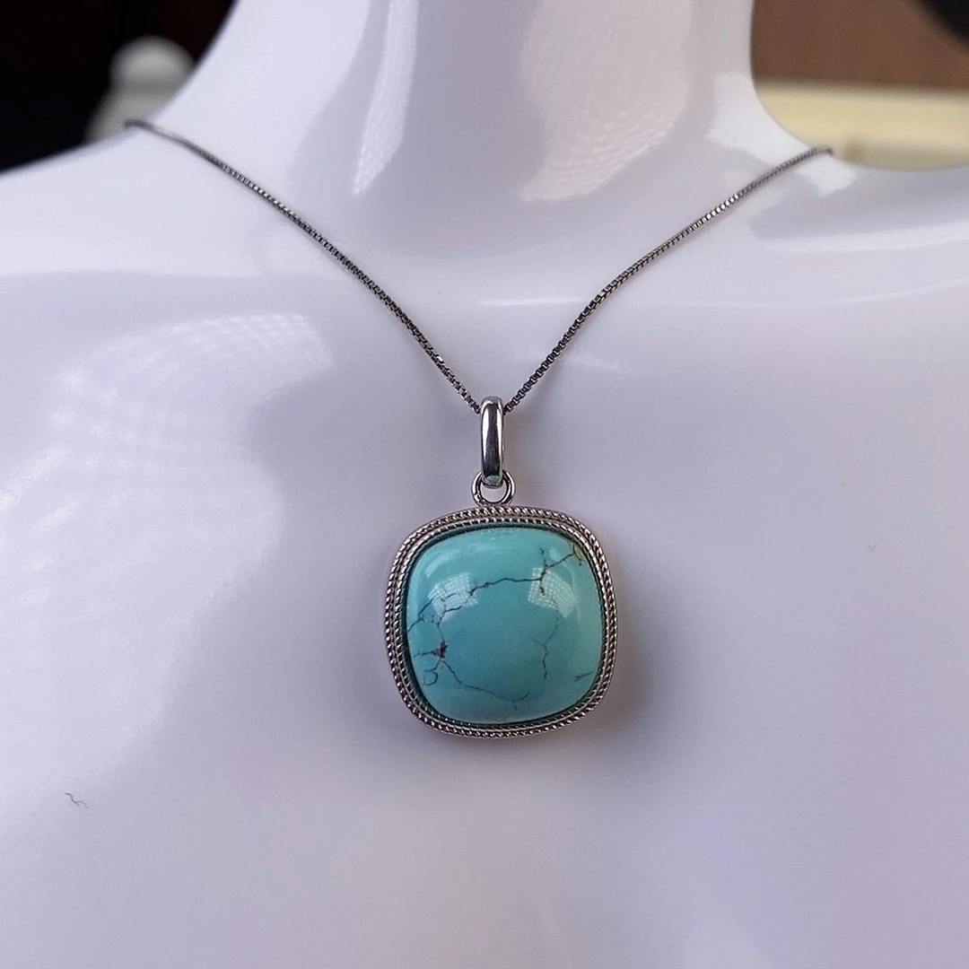 绿松石颈饰银S925镶嵌