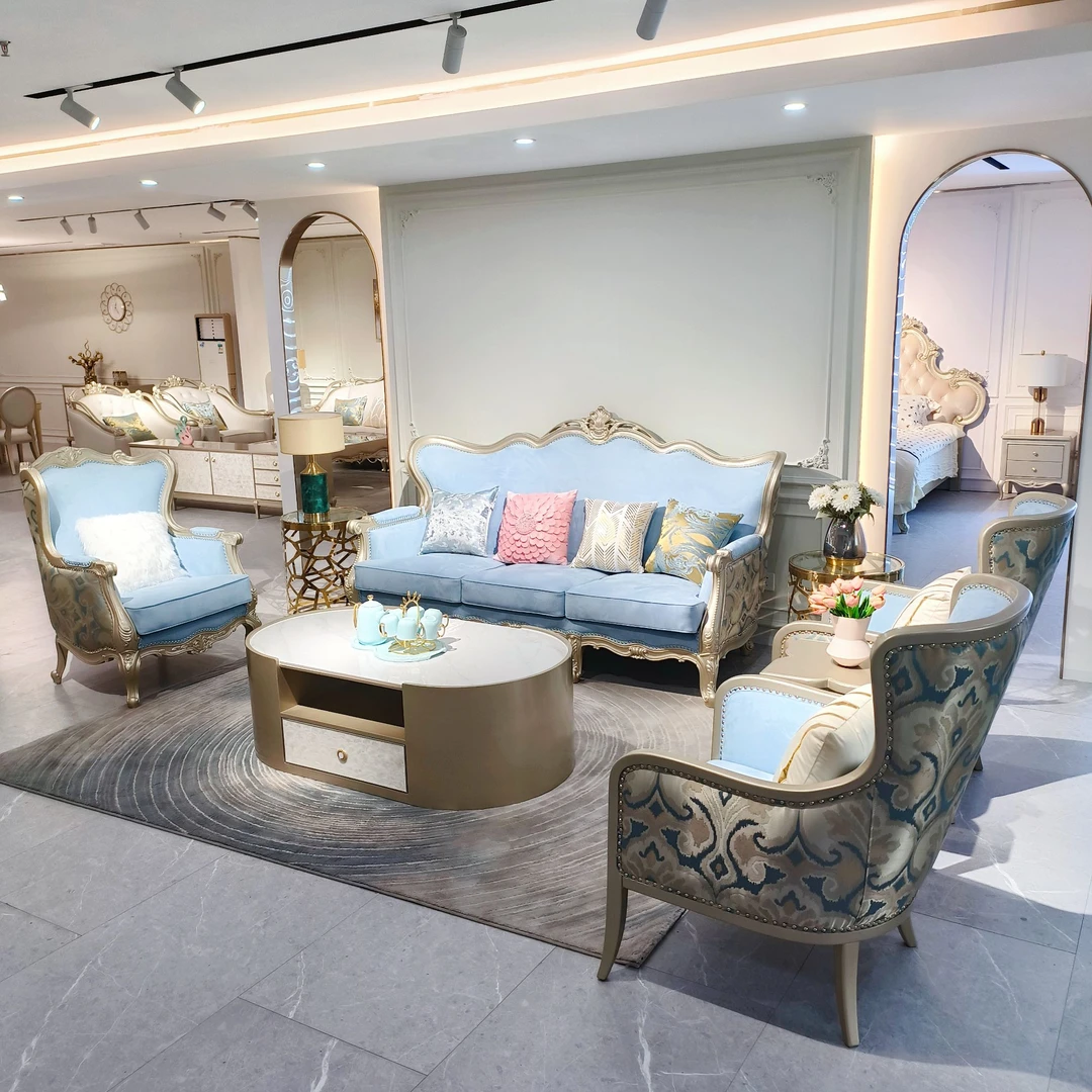 奢美甄选-美式轻奢别墅沙发/客厅沙发/法式布艺沙发/欧式成套沙发