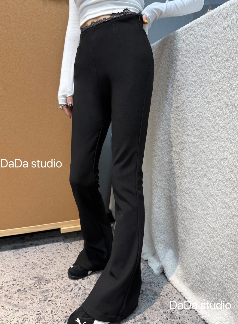 NO退NO换 DaDa原创 冬季加绒蕾丝拼接微辣裤9215