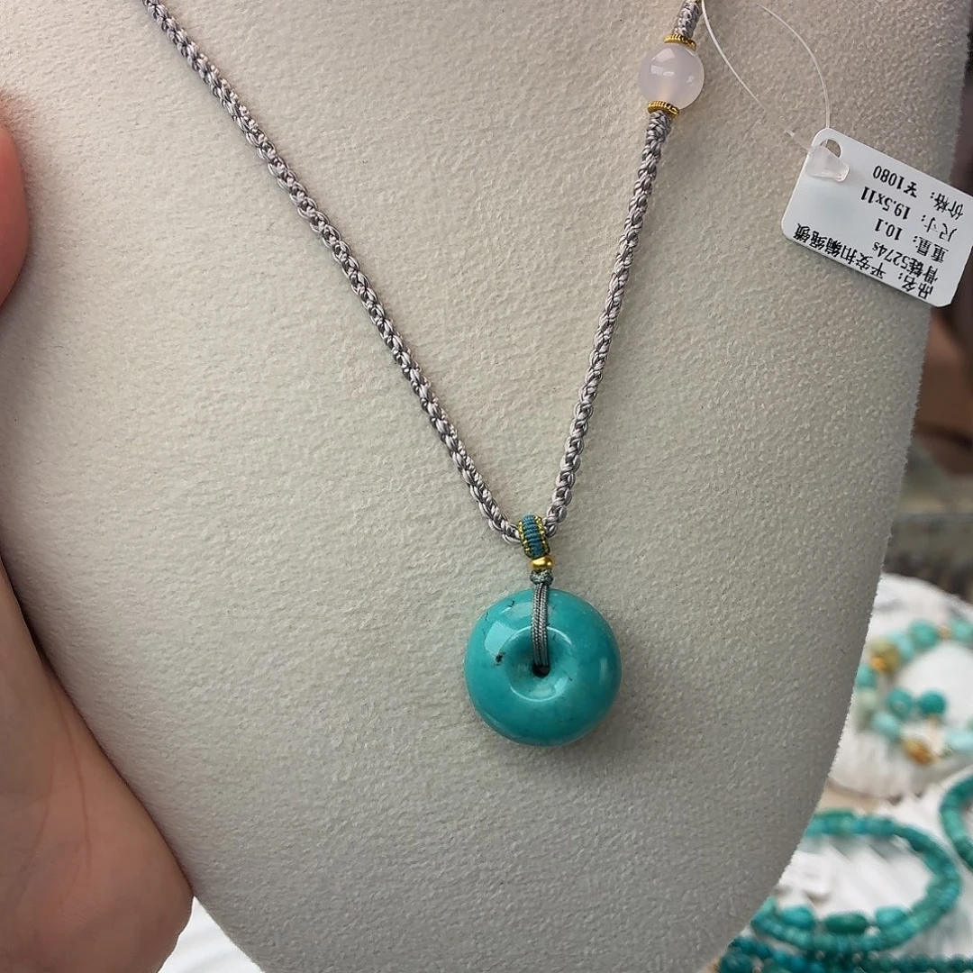 绿松石银S925镀金镶嵌颈饰