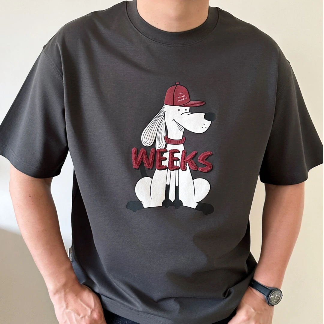 大依无忧夏季大码男装卡通趣味宽松胖子加肥加大圆领男士短袖t恤