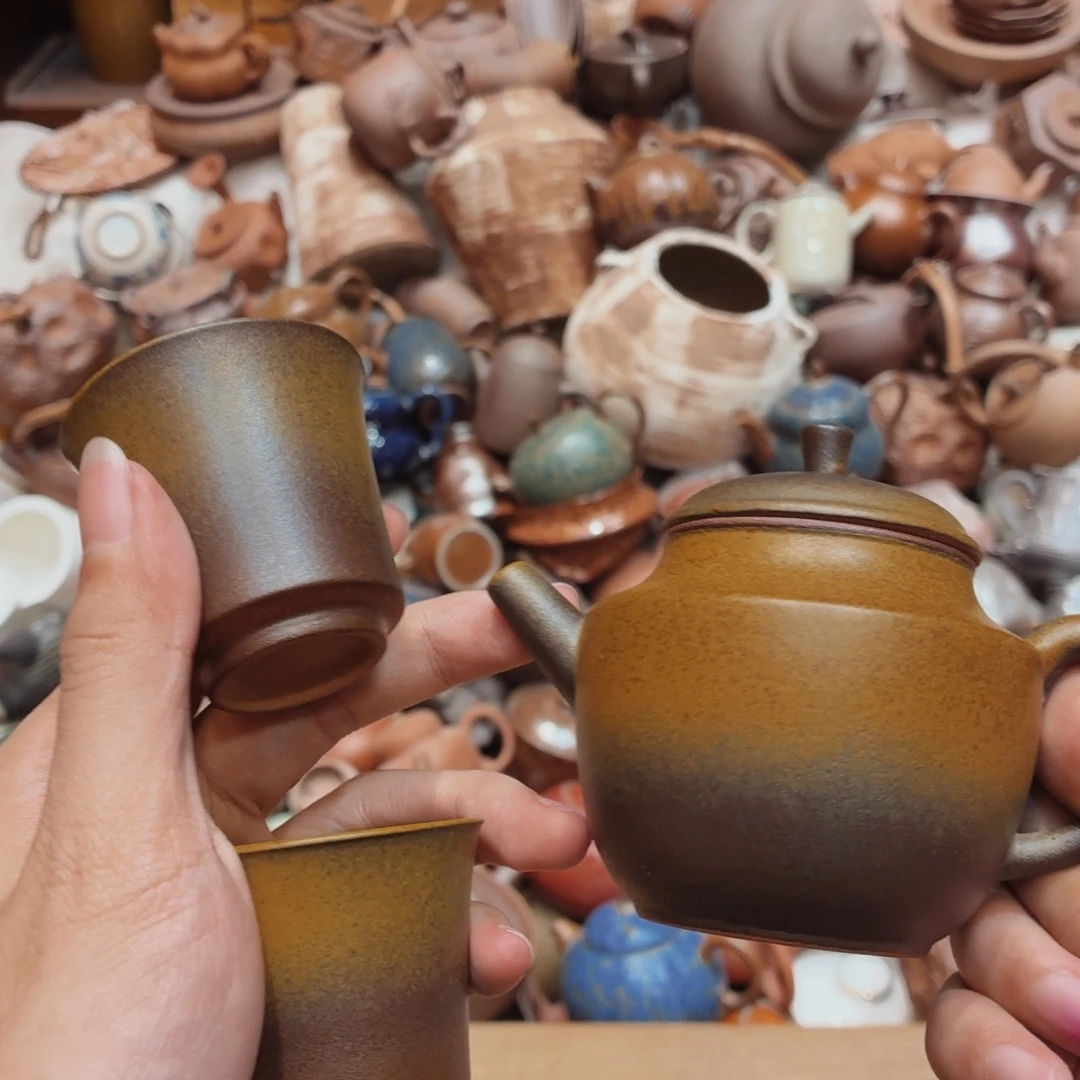 柴烧老岩泥高温茶器皿
