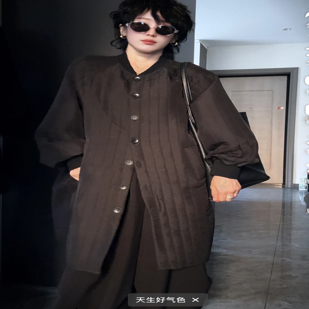 2025秋冬新品高级感复古长款大衣简约大气慵懒百搭女外套