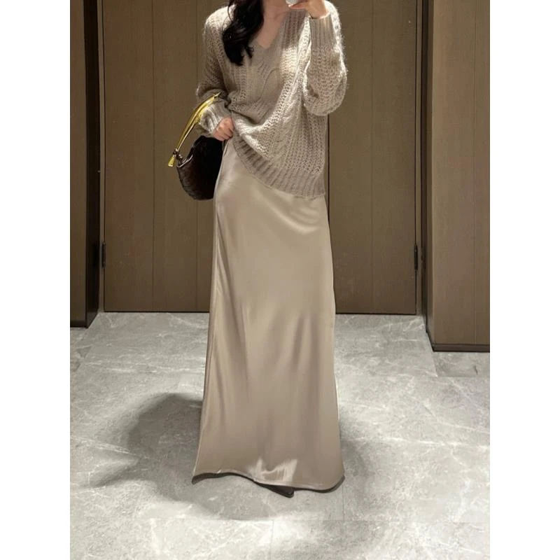 梓静 秋季亲肤细腻 时尚百搭新款醋酸缎面质感女士半身裙0039